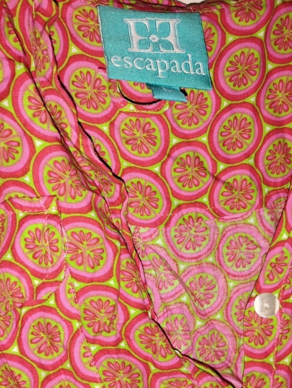 escapada Neon Pink and Lime Circular Floral Shirt
